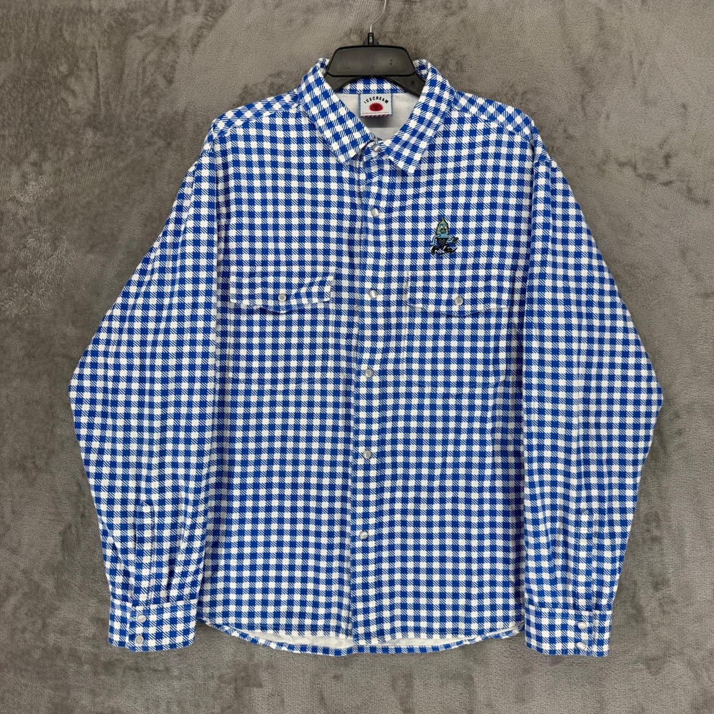 Ice Cream Billionaire Boys Club EU Gingham Button Down Shirt Blue White Mens L